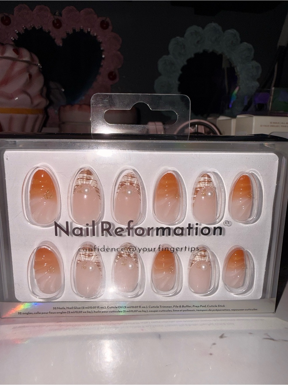 Nail Reformation Ombre Peach Sea Shell Design Press-On Nails